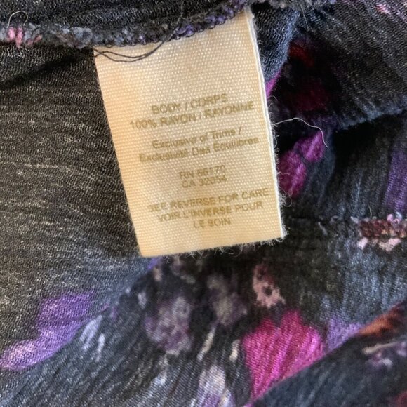 Free People Women's size 8P Sleeveless Dark Blue/Pink floral Racerback Pull on - Picture 12 of 14